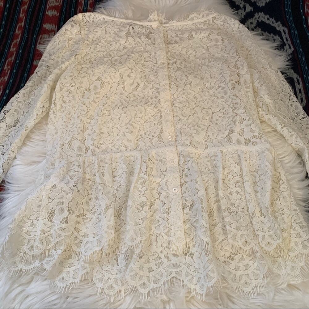 Joie White Koda Lace Peplum Top antique 3/4 sleeve sz XS - Picture 9 of 11